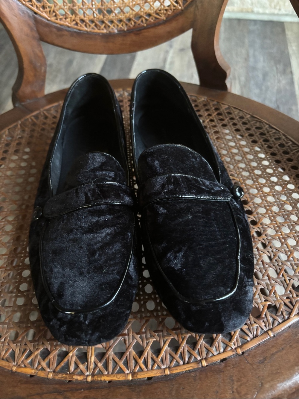 Donald J. Pliner Black Velvet Penny Loafers